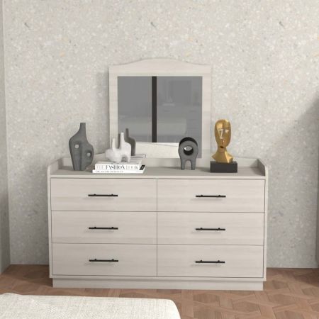 Slicethinner is a manufacturer of elongated plywood mirrors and six drawers. The six drawers are three on the left and three on the right. The inside length of the drawer is 54.7cm and the depth is 34.4cm. The height of the drawer panels is 18.0cm each.